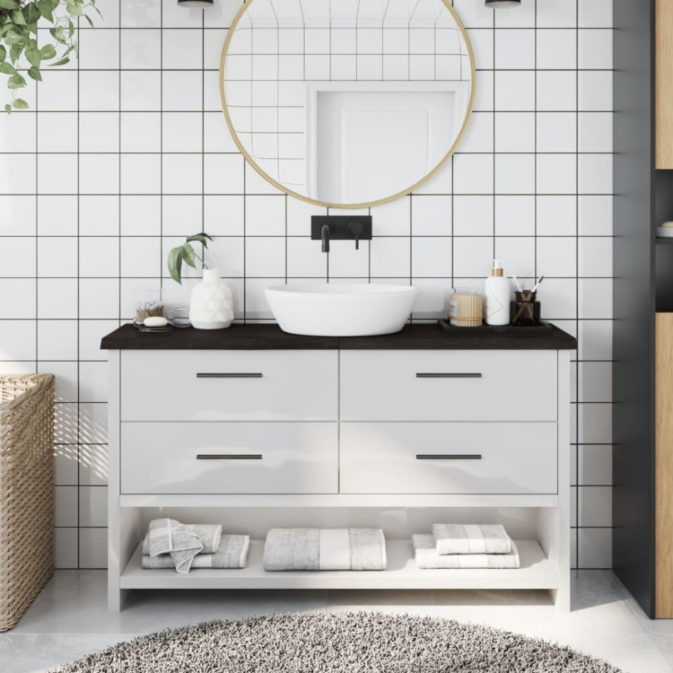 Encimera de baño madera tratada marrón oscuro 120x30x(2-4)