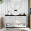 Encimera de baño madera tratada marrón oscuro 120x30x(2-4) cm