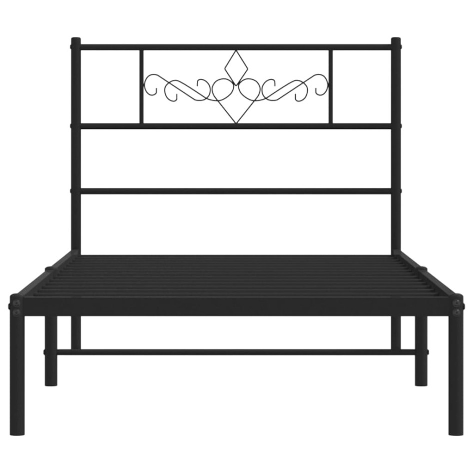 Estructura cama sin colchón con cabecero metal negro 75x190