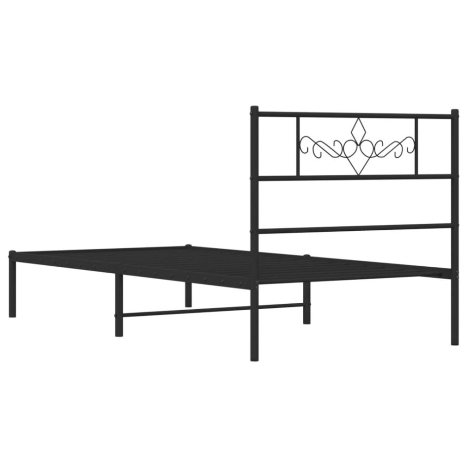 Estructura cama sin colchón con cabecero metal negro 75x190