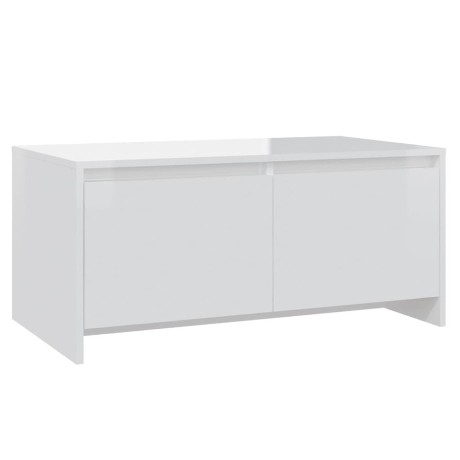 Mesa de centro madera contrachapada blanco brillo 90x50x41,5