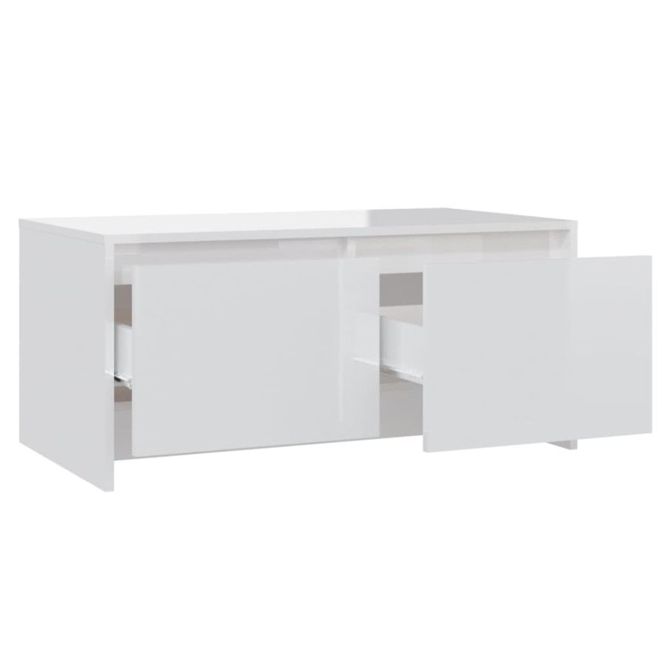 Mesa de centro madera contrachapada blanco brillo 90x50x41,5