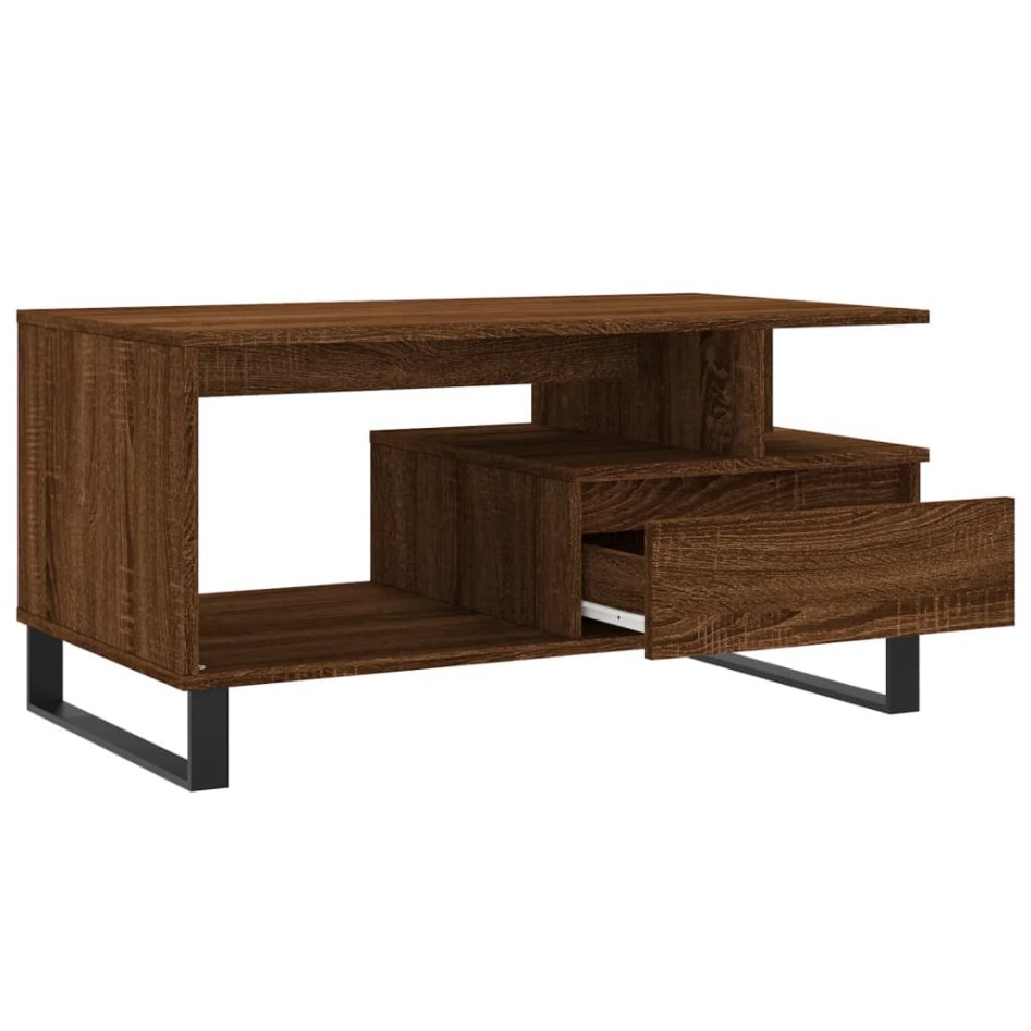 Mesa de centro madera contrachapada roble marrón 90x49x45