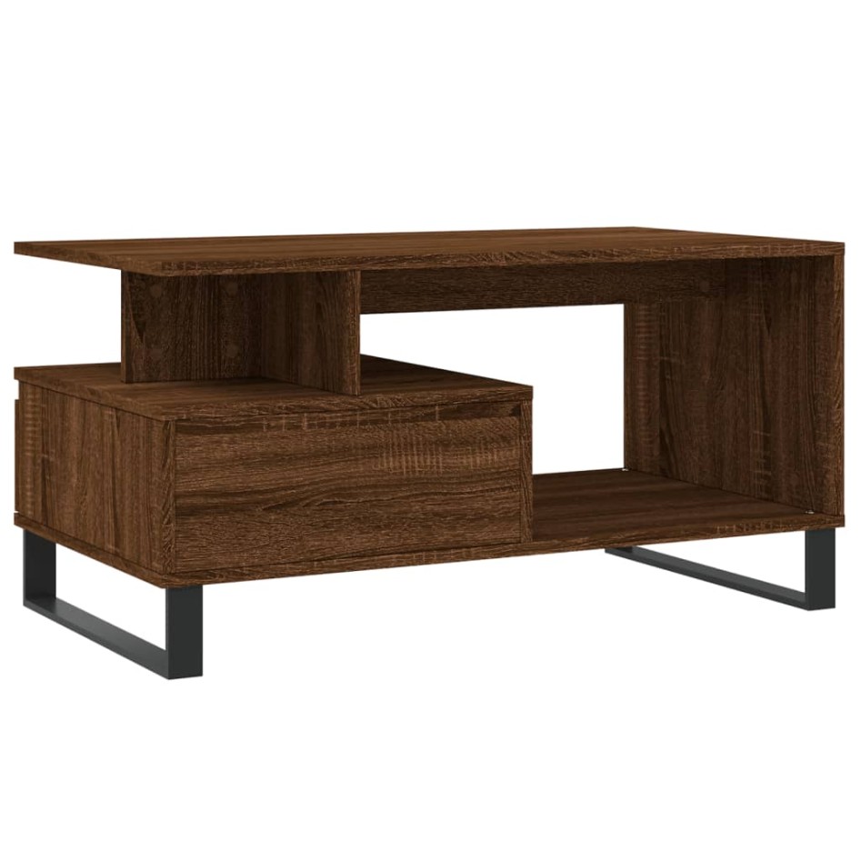 Mesa de centro madera contrachapada roble marrón 90x49x45