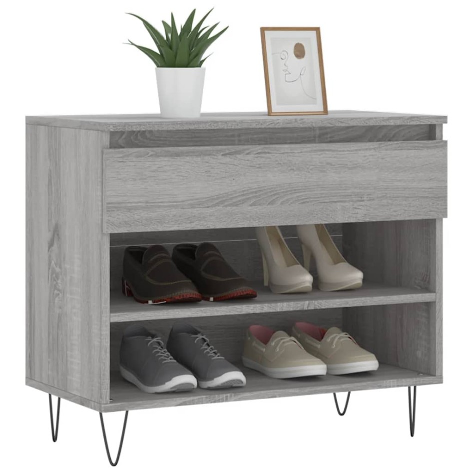 Mueble zapatero madera contrachapada gris Sonoma 70x36x60