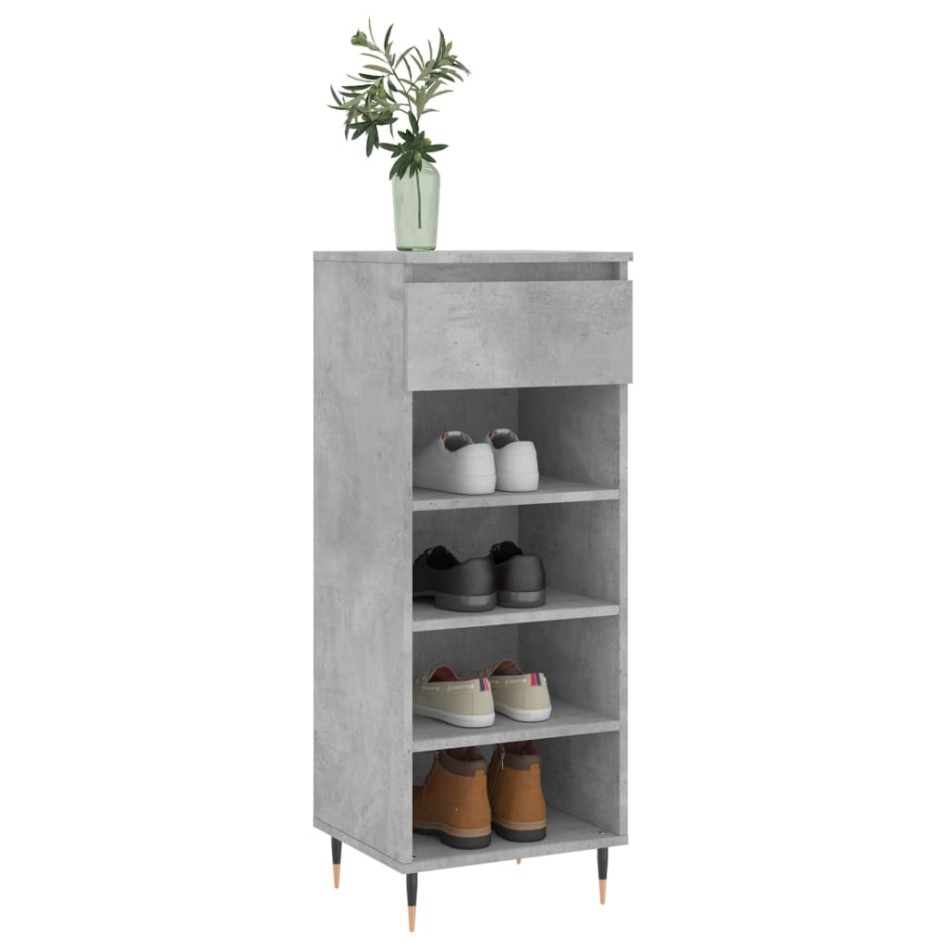 Mueble zapatero madera contrachapada gris hormigón 40x36x105
