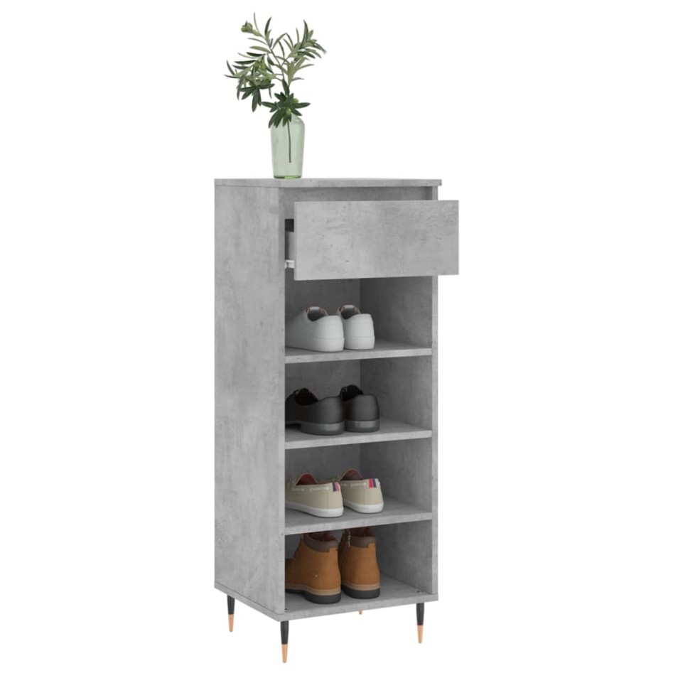 Mueble zapatero madera contrachapada gris hormigón 40x36x105