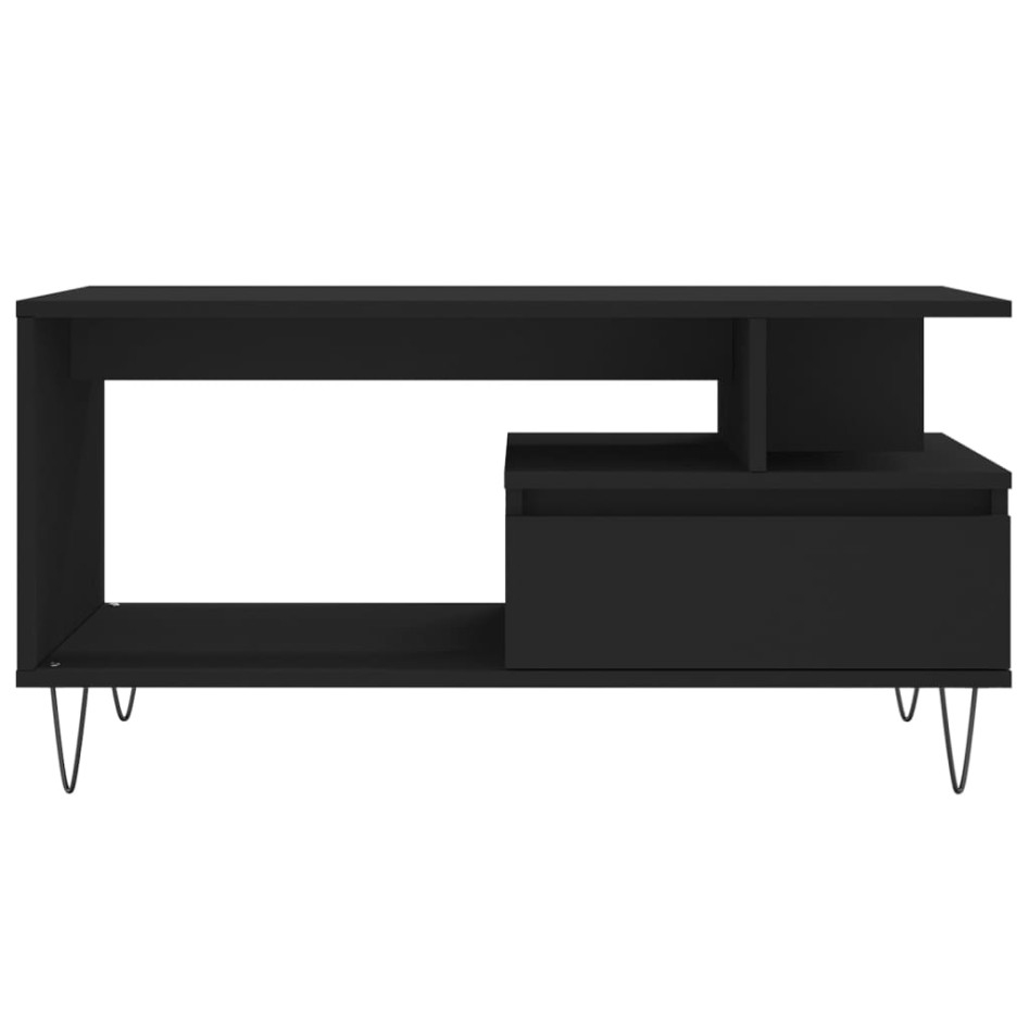 Mesa de centro madera contrachapada negro 90x49x45