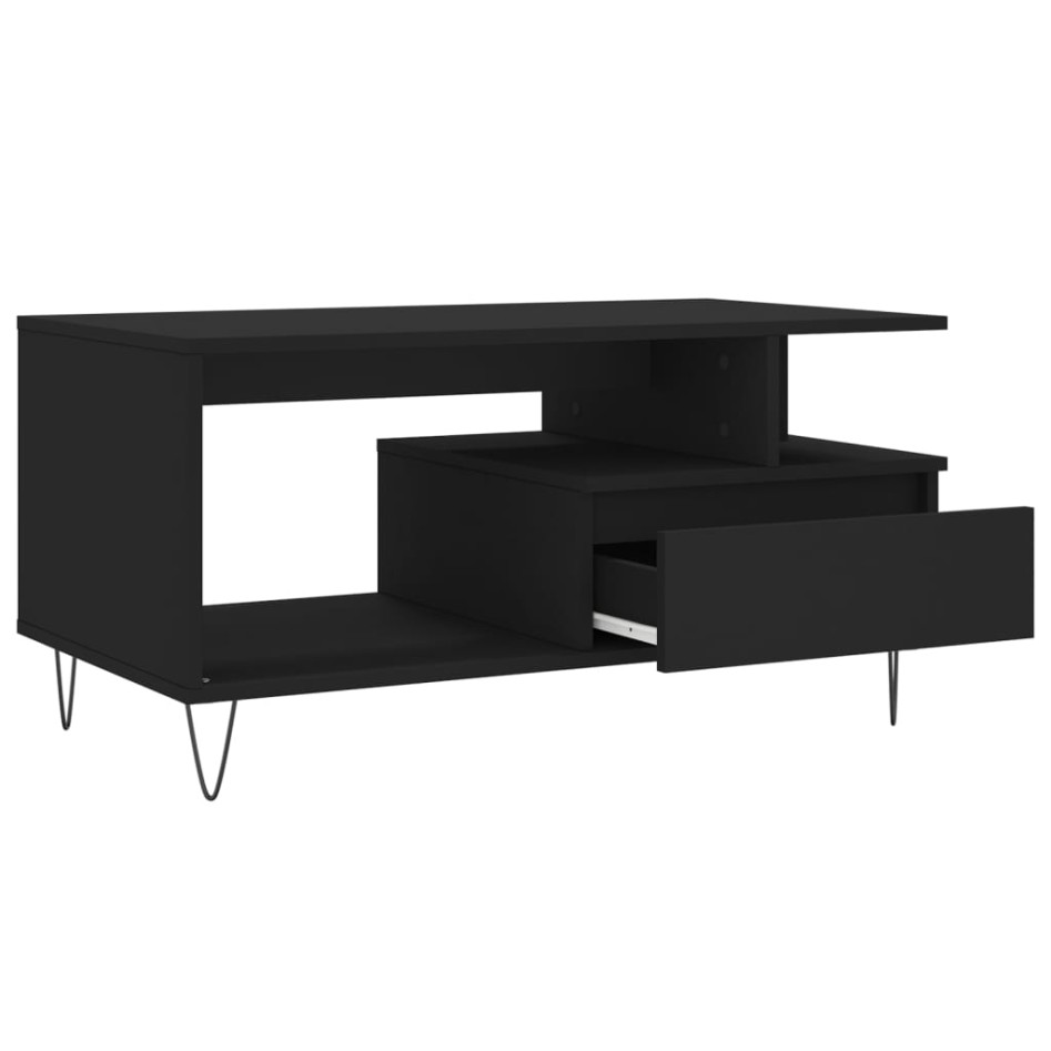 Mesa de centro madera contrachapada negro 90x49x45