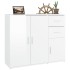 Aparador de madera contrachapada blanco brillante 91x29,5x75