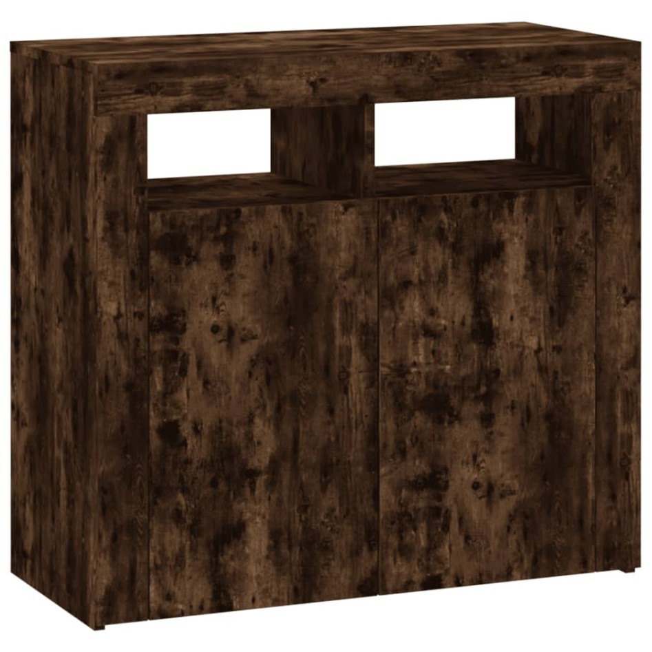 Aparador con luces LED roble ahumado 80x35x75