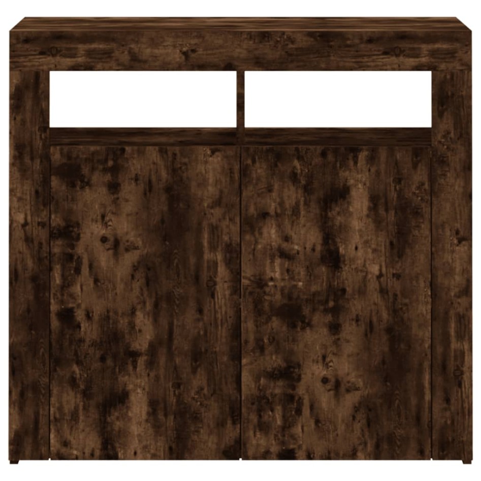 Aparador con luces LED roble ahumado 80x35x75