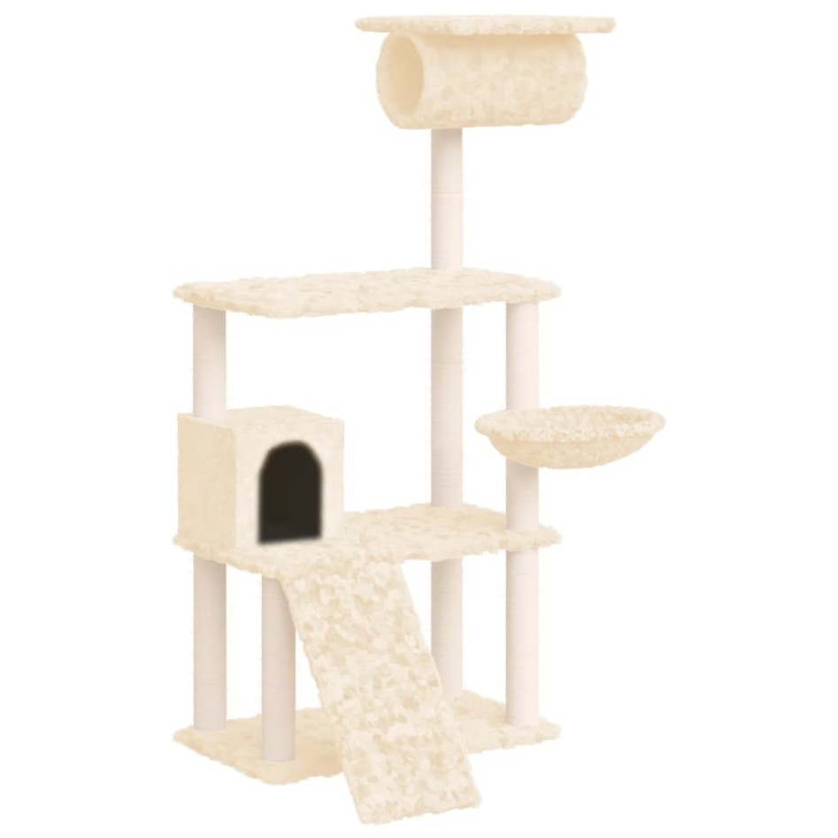 Rascador para gatos con postes de sisal crema 131