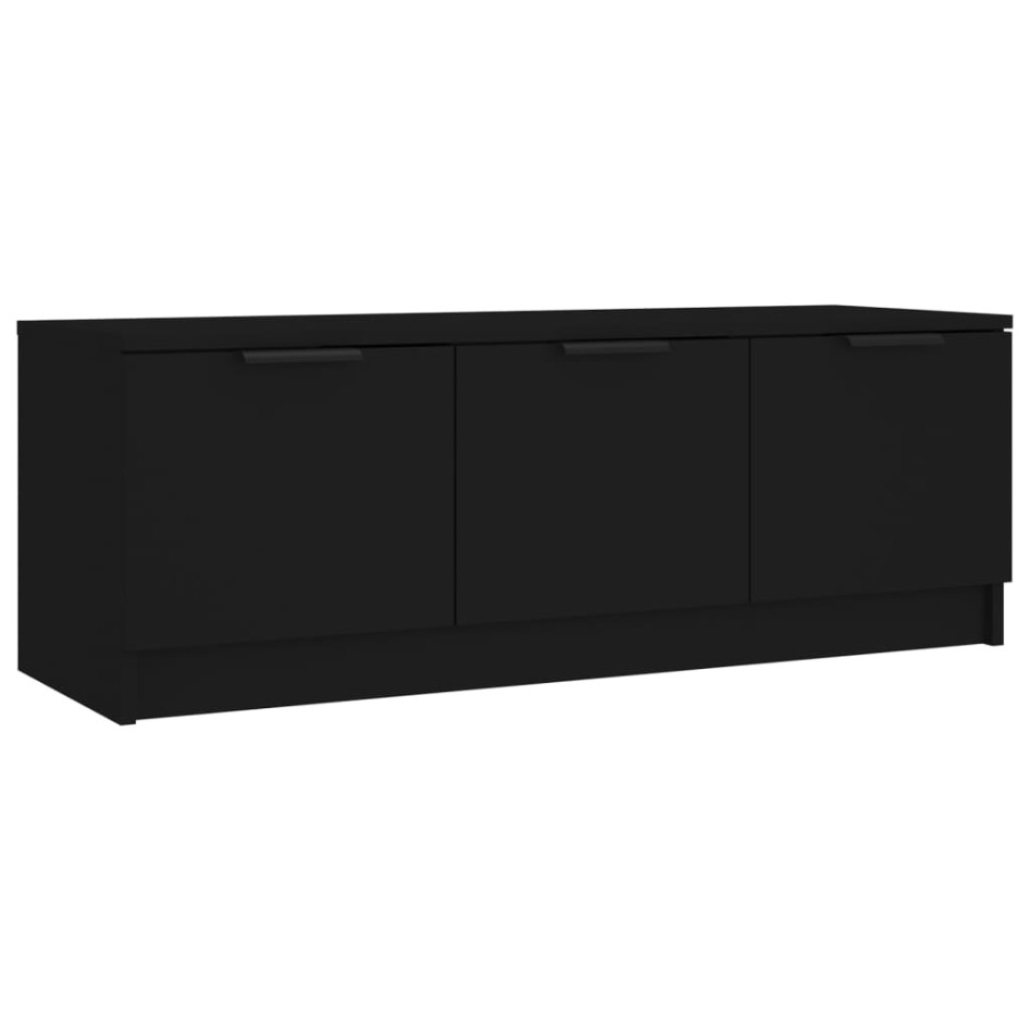 Mueble de TV madera contrachapada negro 102x35x36,5