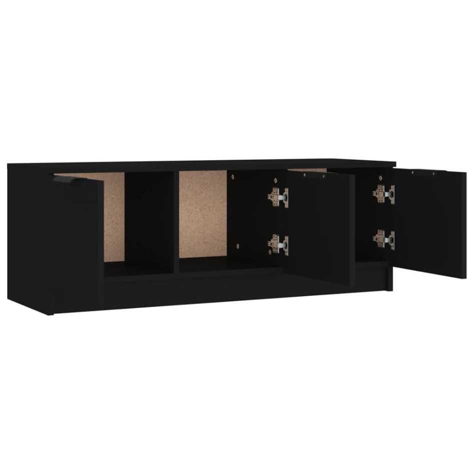Mueble de TV madera contrachapada negro 102x35x36,5