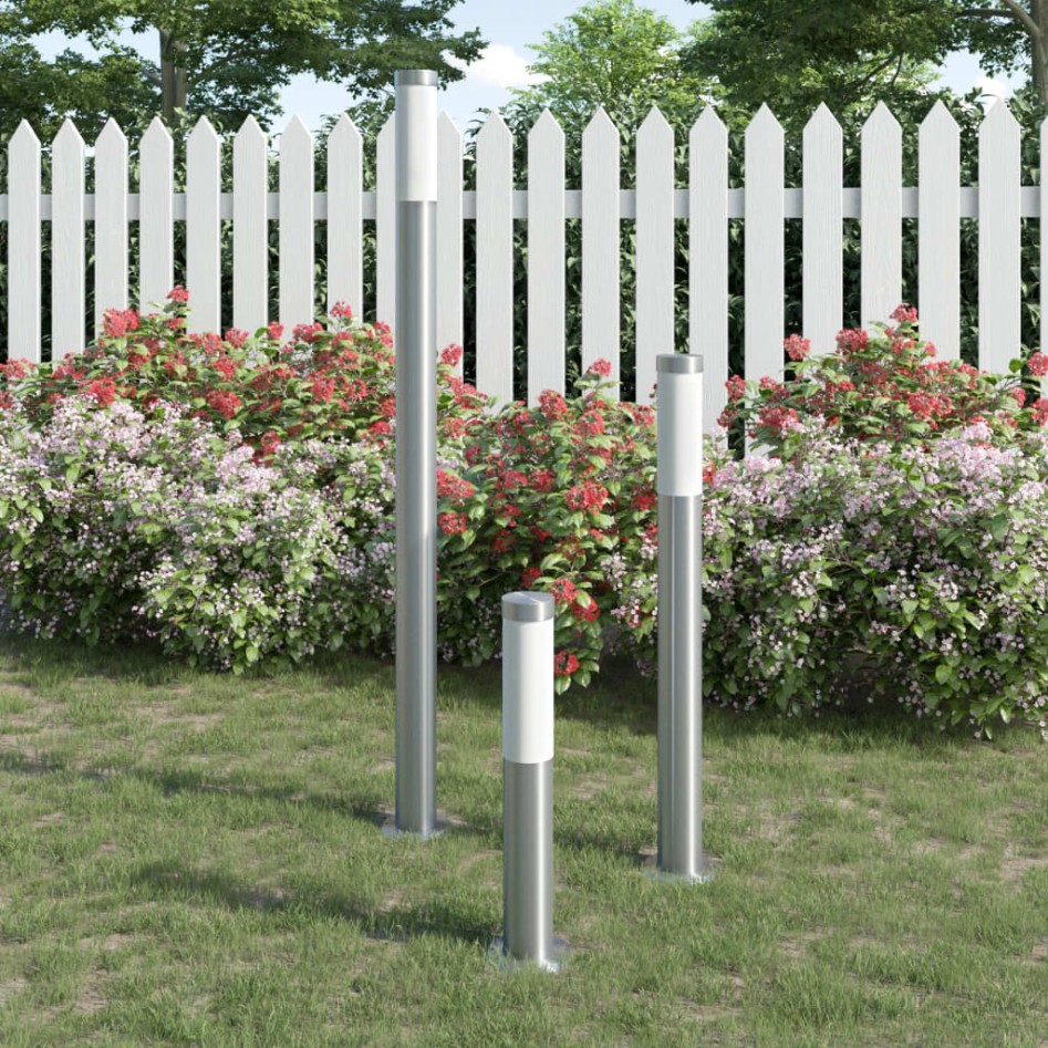 Juego de lámparas de jardín 3 pzas acero inoxidable