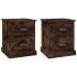 Mesita noche 2 uds madera contrachapada roble humo