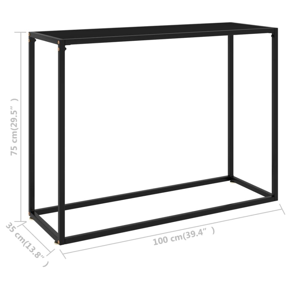 Mesa consola vidrio templado negro 100x35x75