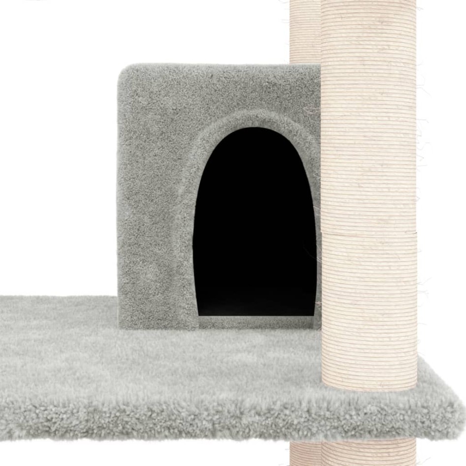 Rascador para gatos con postes de sisal gris claro 162