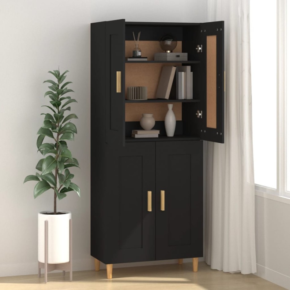 Aparador de madera contrachapada negro 69,5x34x90