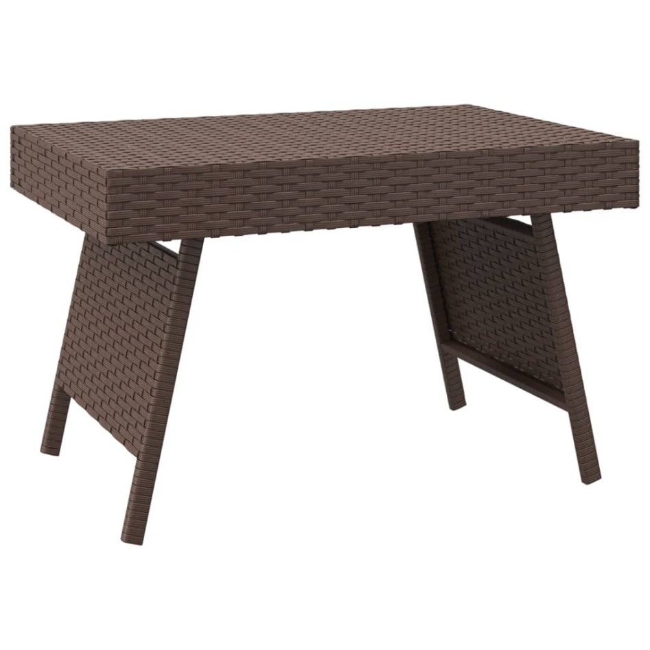 Mesa auxiliar plegable ratán sintético marrón 60x40x38