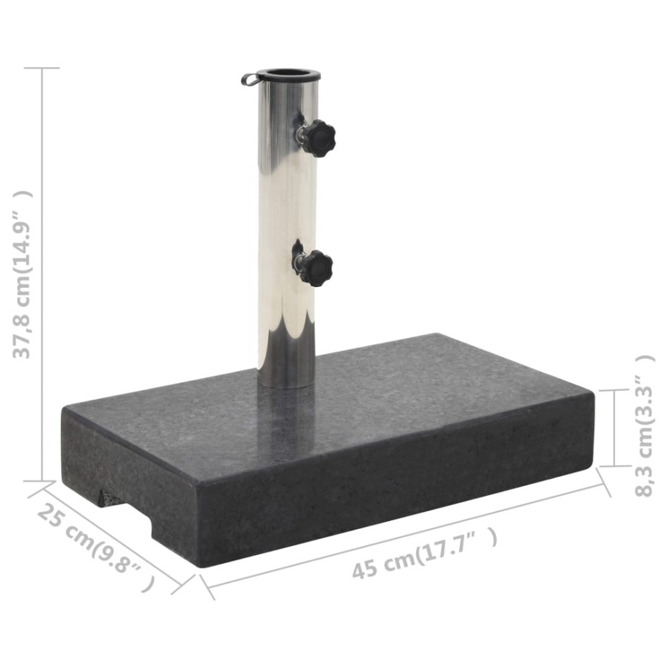 Base de sombrilla de granito rectangular negro 25