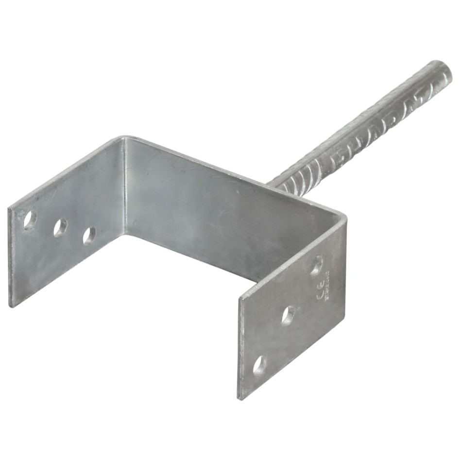 Anclajes de valla 6 uds acero galvanizado plateado 14x6x30
