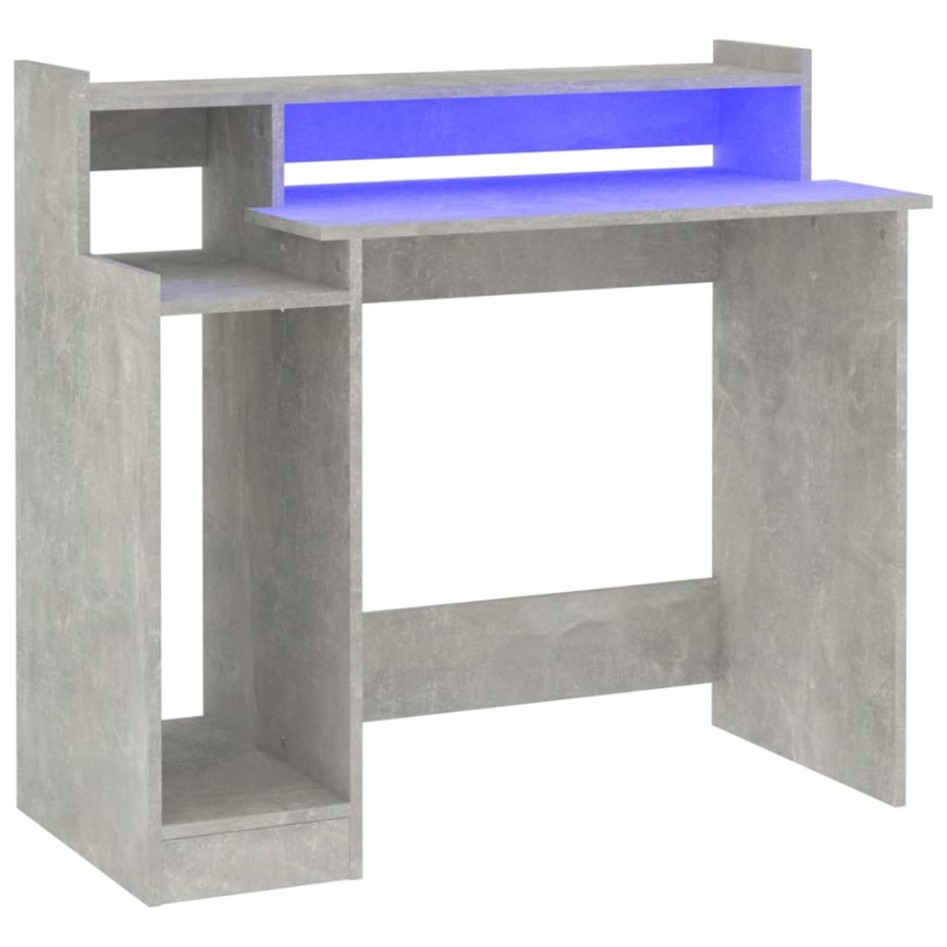 Escritorio LED madera contrachapada gris hormigón 97x45x90