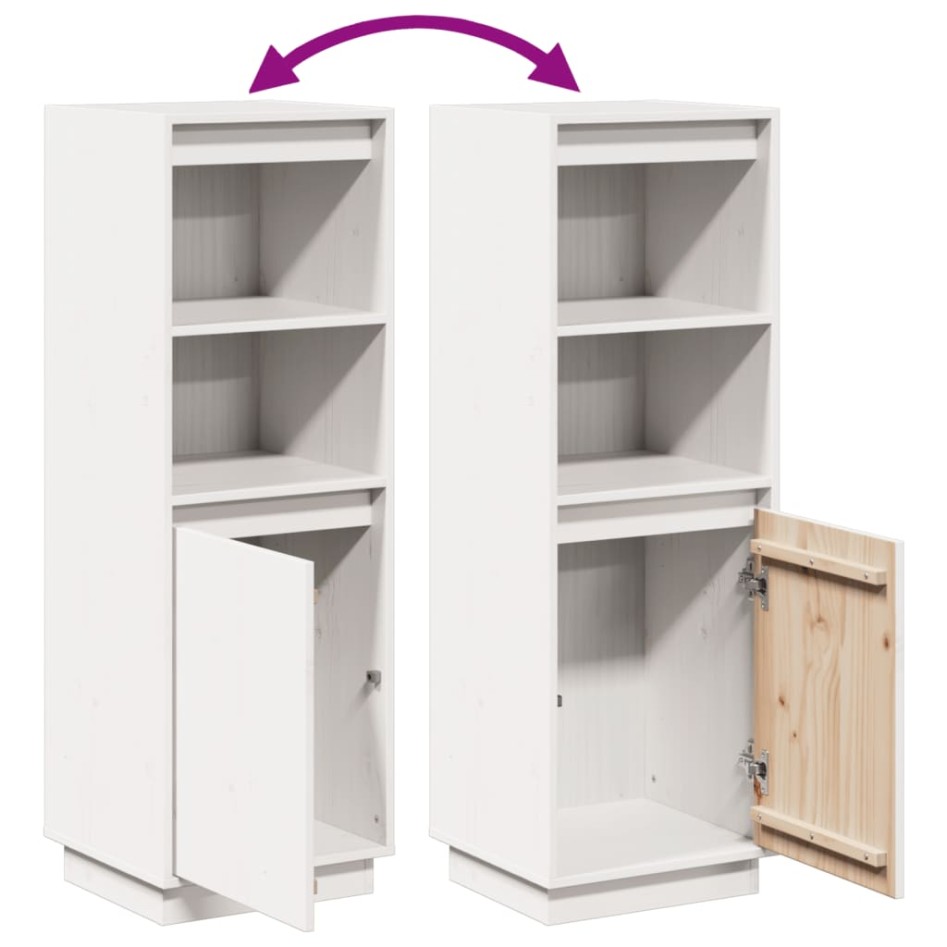 Aparador alto de madera maciza de pino banco 37x34x110