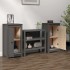 Aparadores 2 uds madera maciza de pino gris 39x35x80