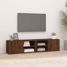 Mueble TV 2 uds madera contrachapada roble marrón