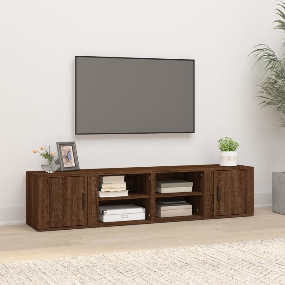 Mueble TV 2 uds madera contrachapada roble marrón