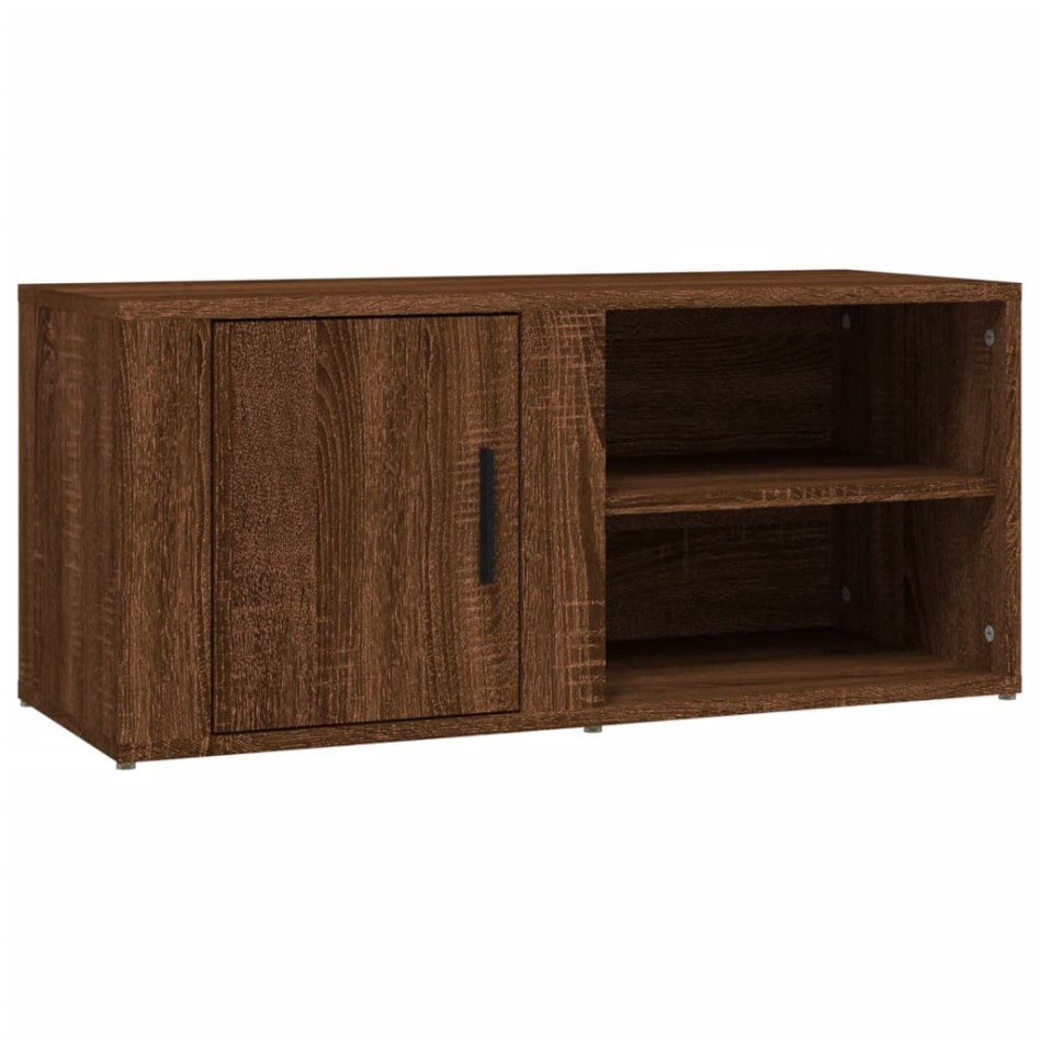 Mueble TV 2 uds madera contrachapada roble marrón