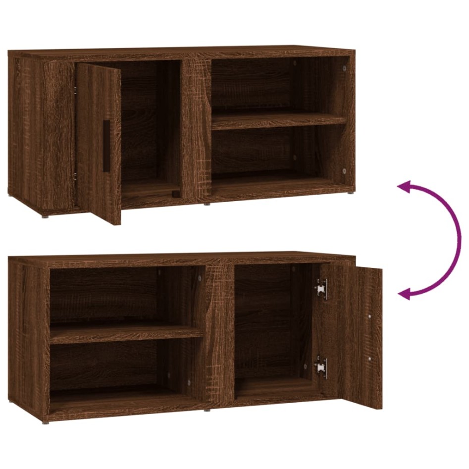 Mueble TV 2 uds madera contrachapada roble marrón
