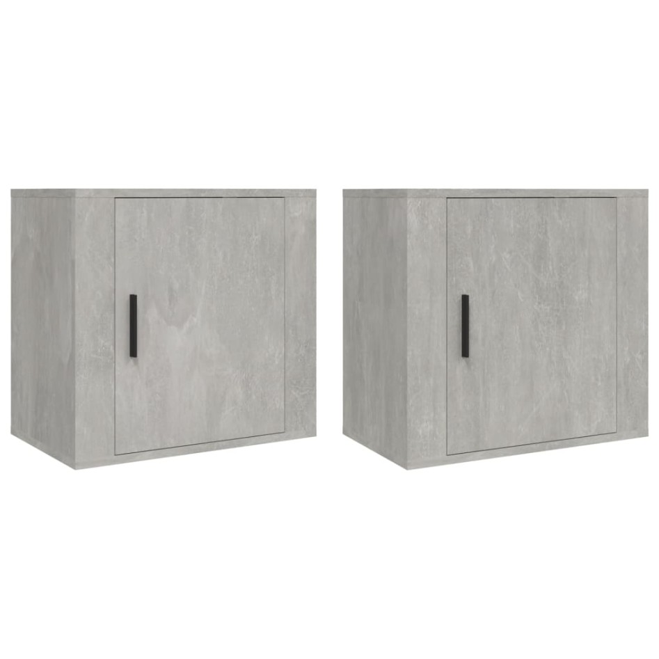 Mesitas de noche de pared 2 uds gris hormigón 50x30x47