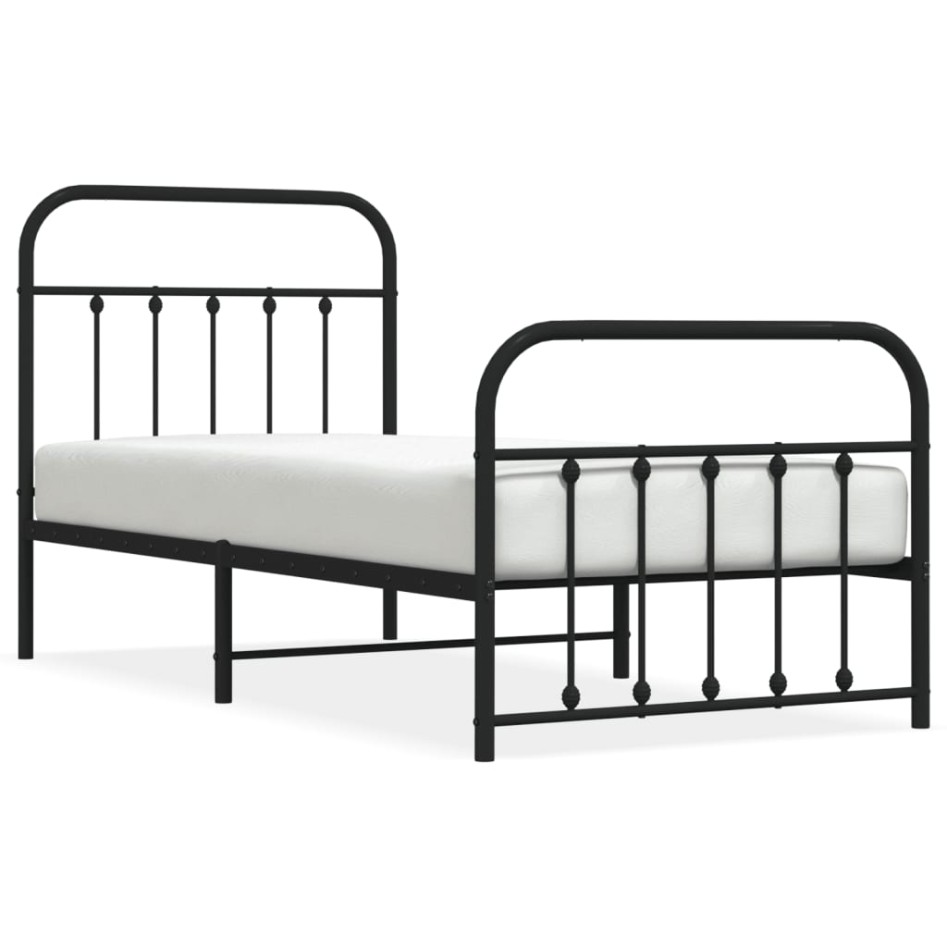 Estructura cama sin colchón con estribo metal negro 90x190