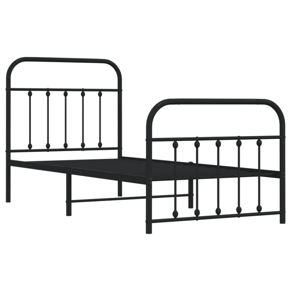 Estructura cama sin colchón con estribo metal negro 90x190