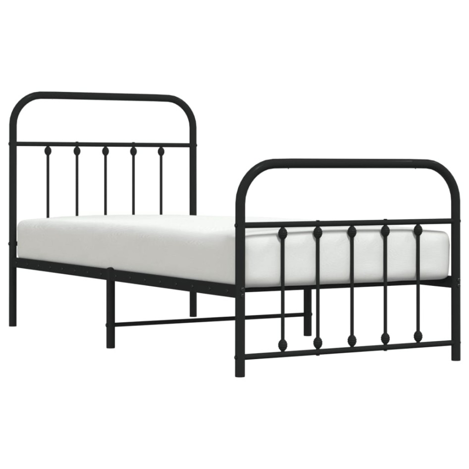 Estructura cama sin colchón con estribo metal negro 90x190