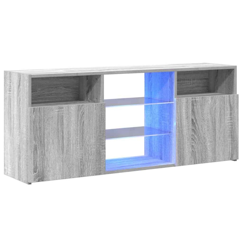 Mueble de TV con luces LED gris Sonoma 120x30x50