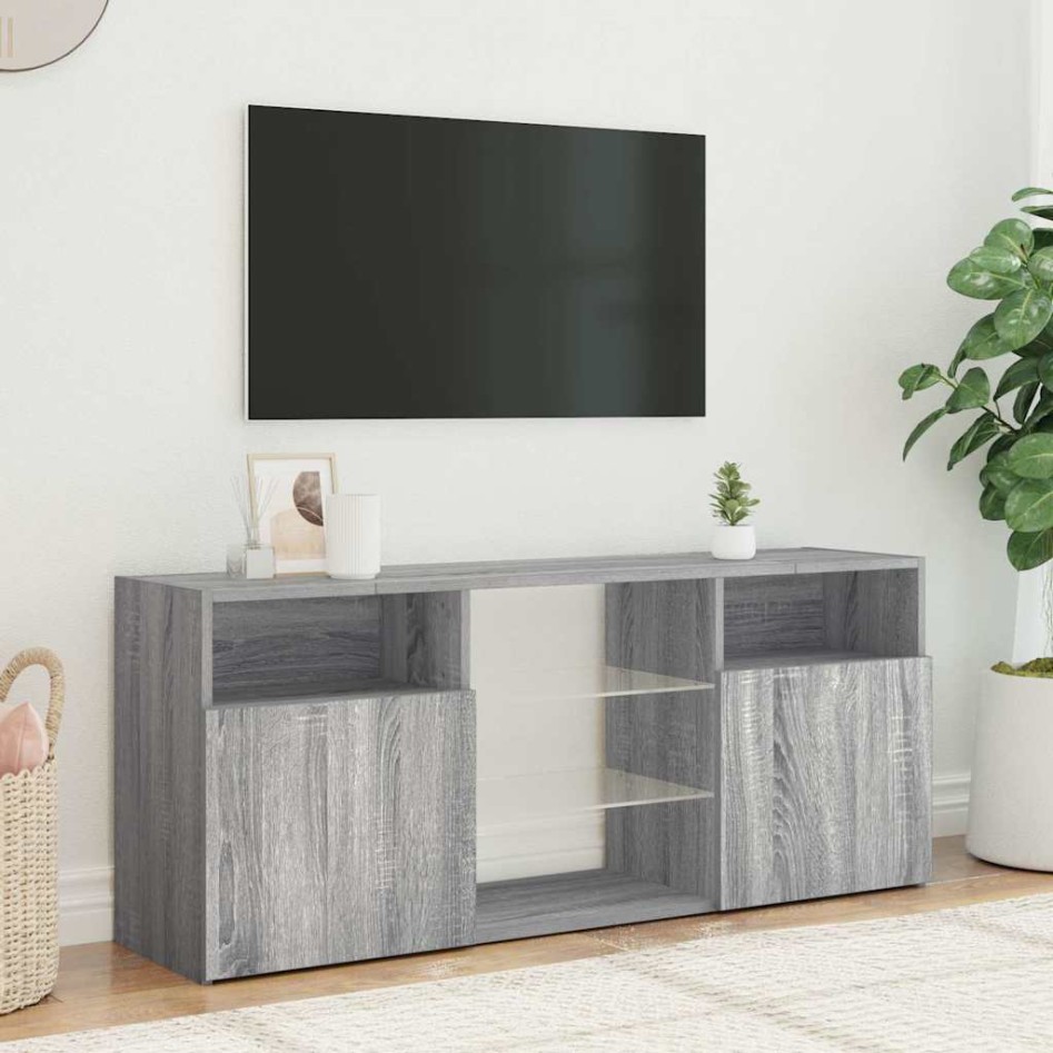 Mueble de TV con luces LED gris Sonoma 120x30x50