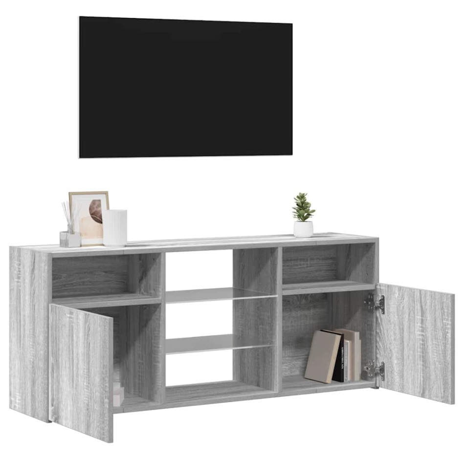 Mueble de TV con luces LED gris Sonoma 120x30x50