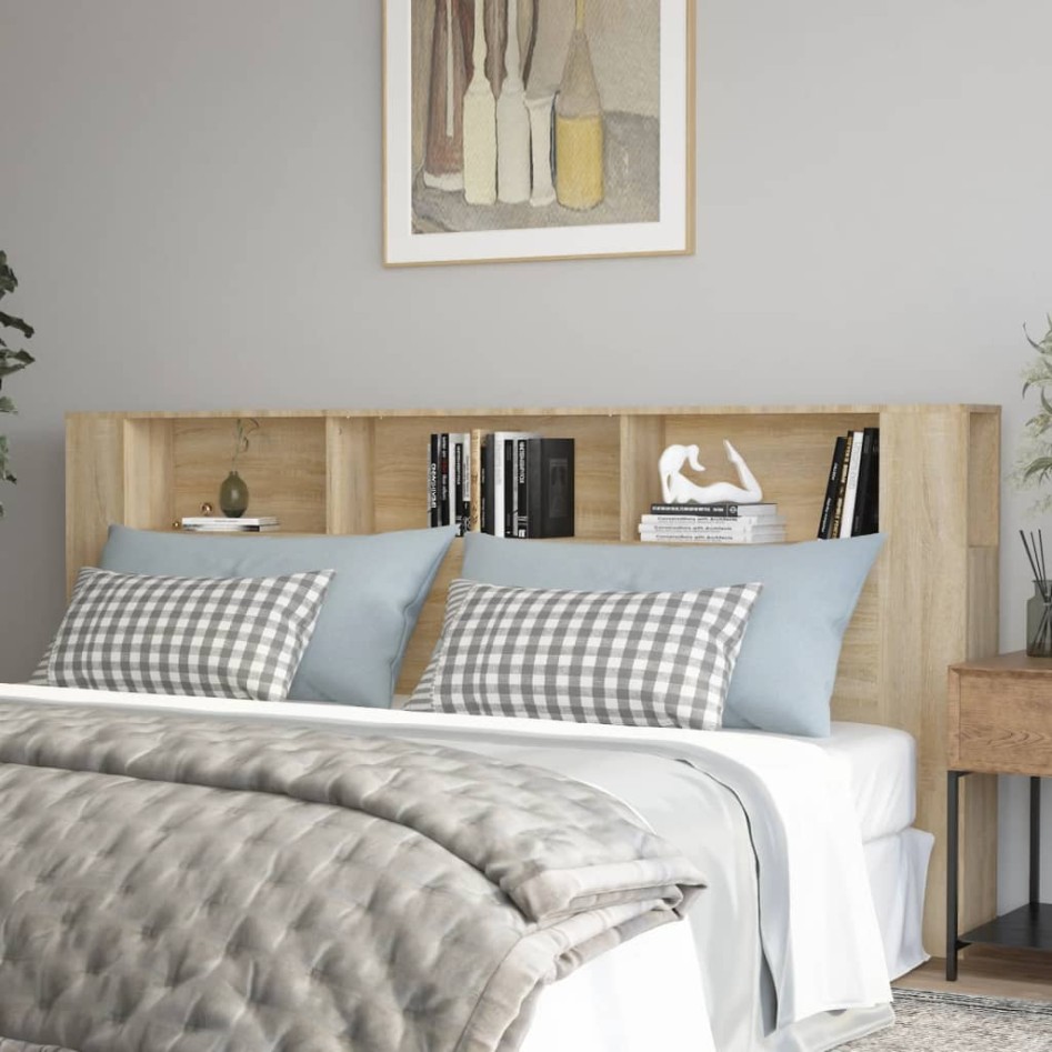 Mueble cabecero color roble Sonoma 220x18,5x104,5