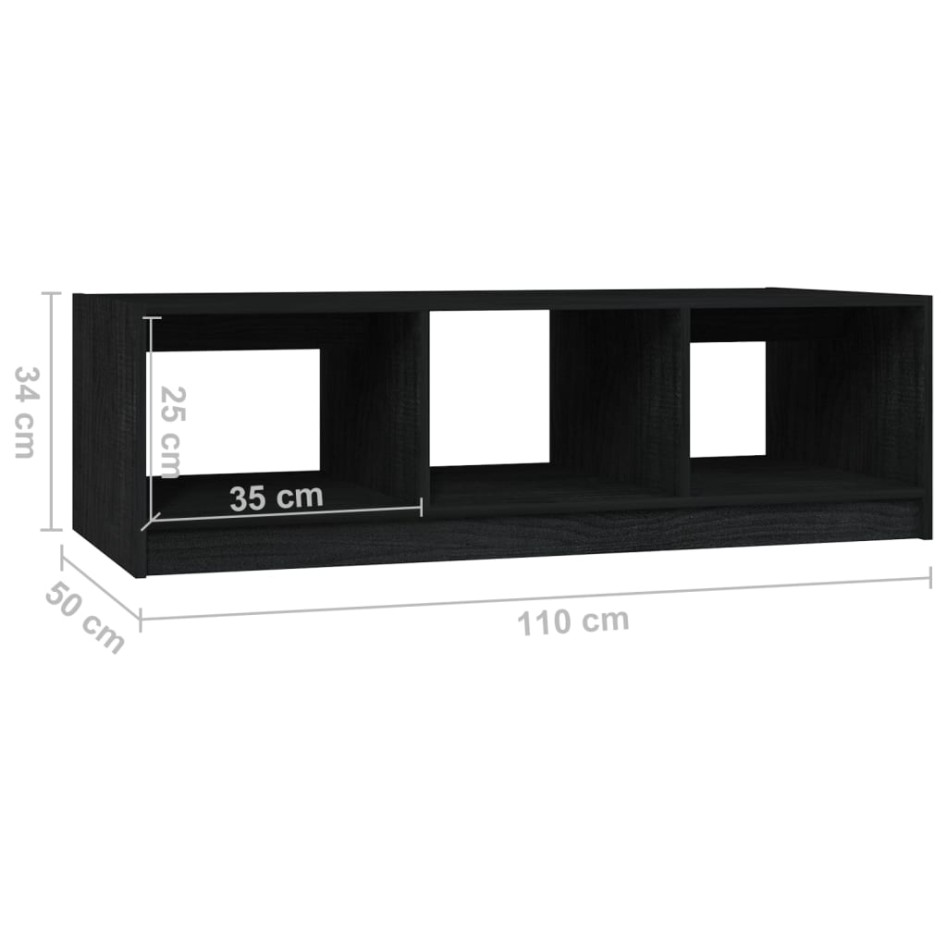Mesa de centro de madera maciza de pino negro 110x50x34