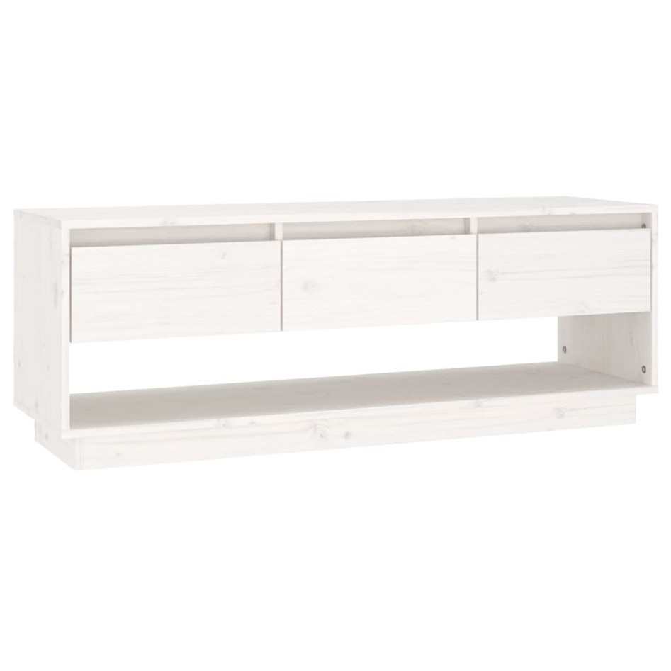 Mueble de TV de madera maciza de pino blanco 110,5x34x40
