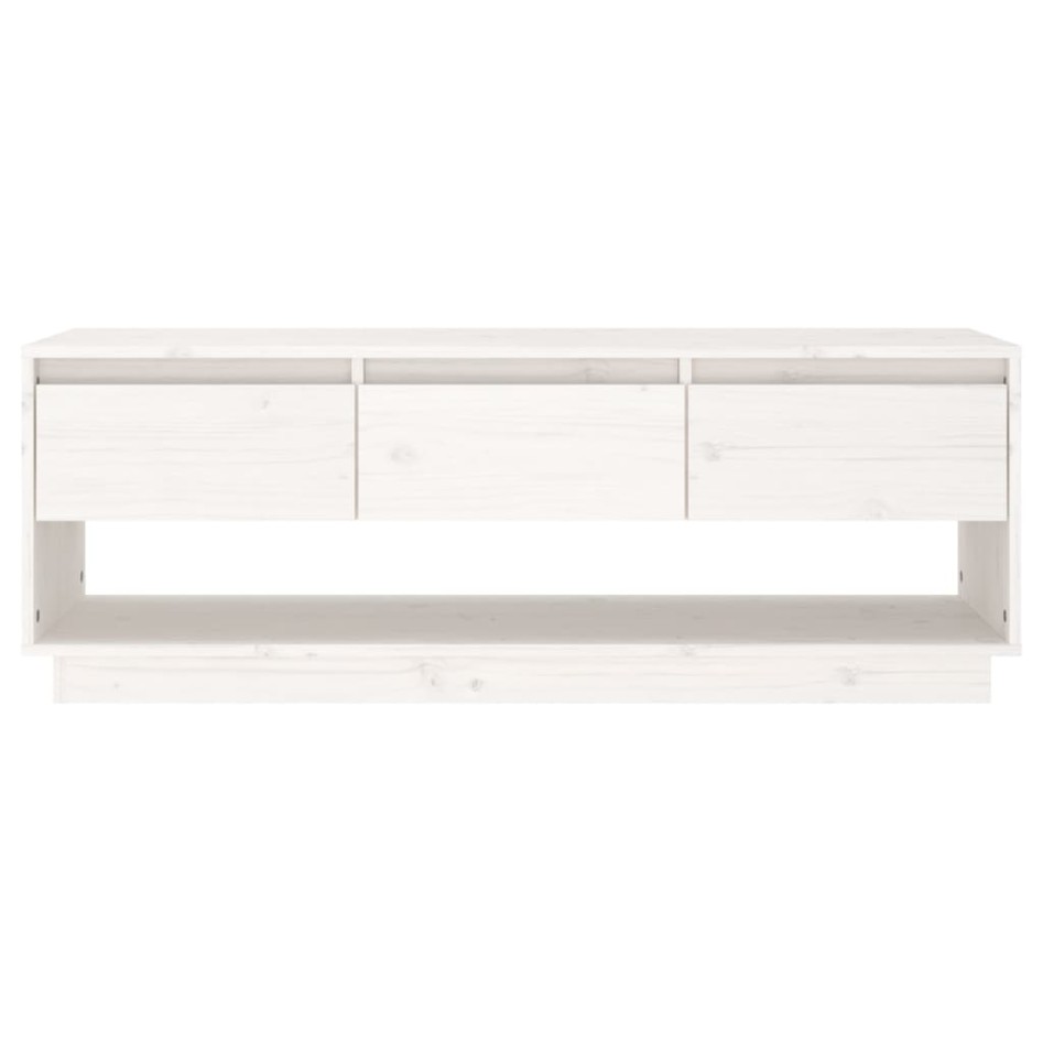Mueble de TV de madera maciza de pino blanco 110,5x34x40