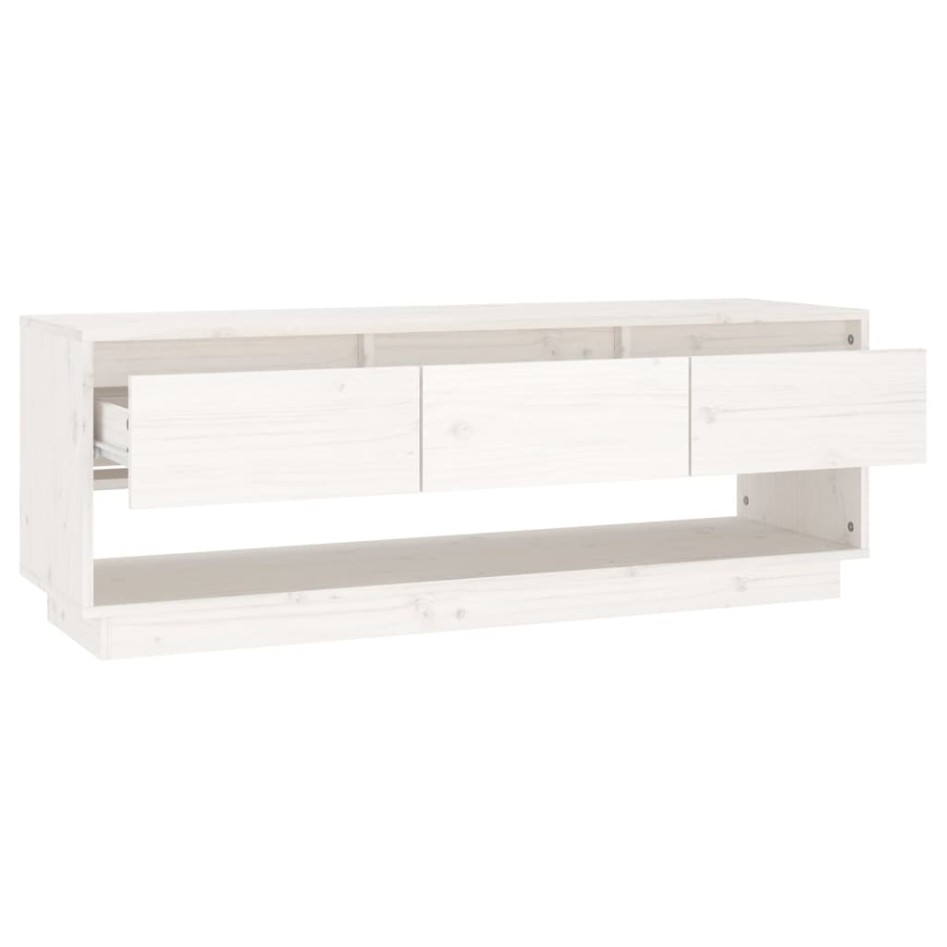 Mueble de TV de madera maciza de pino blanco 110,5x34x40
