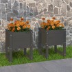 Jardinera 2 unidades madera maciza de pino gris 40x40x52,5 cm