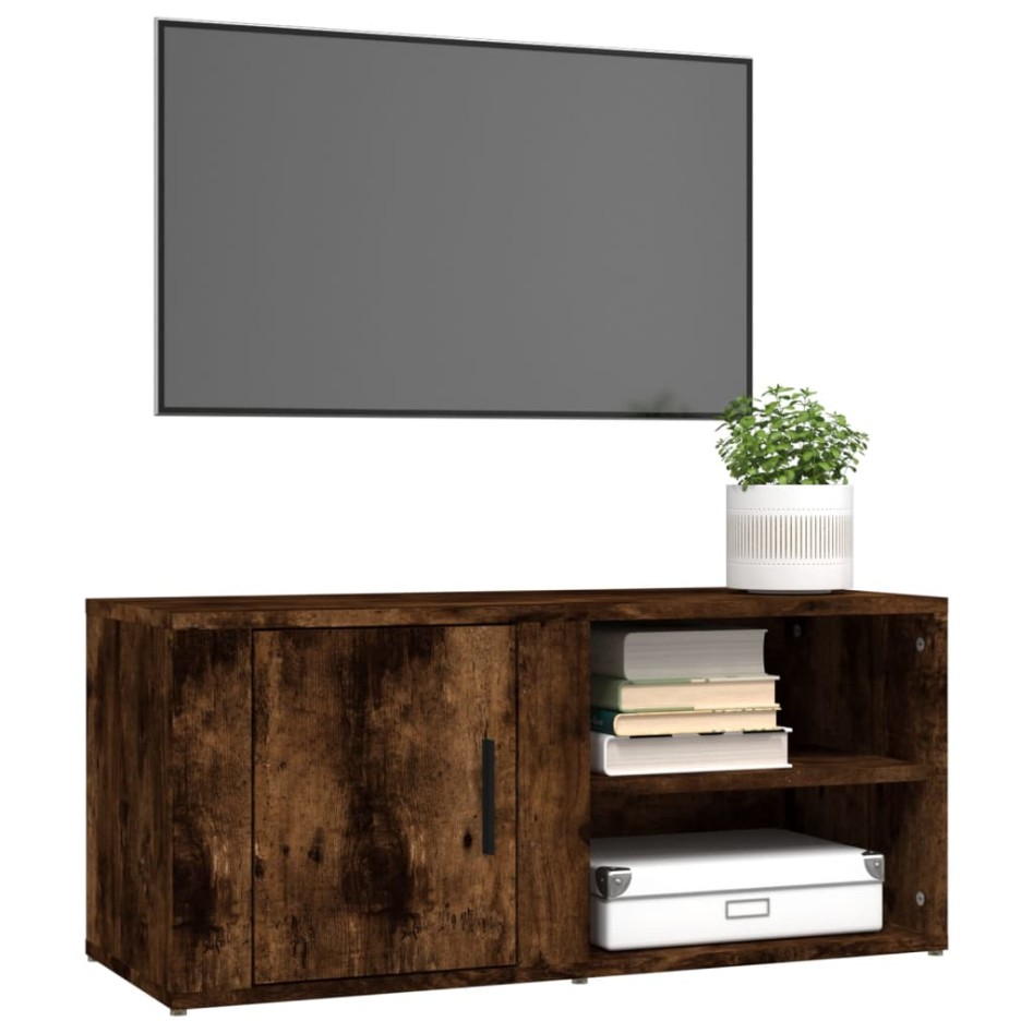 Mueble TV 2 uds madera contrachapada roble ahumado