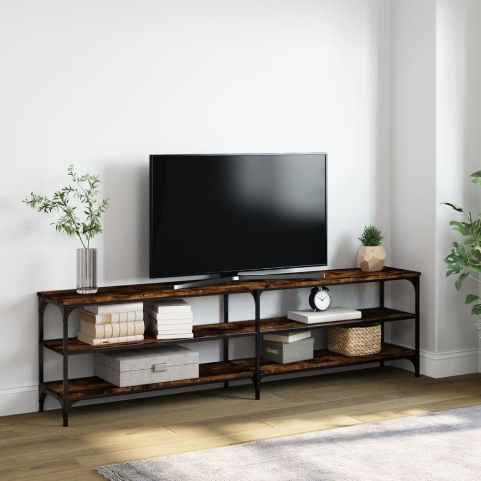 Mueble TV metal y madera contrachapada roble humo