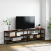 Mueble TV metal y madera contrachapada roble humo 180x30x50cm